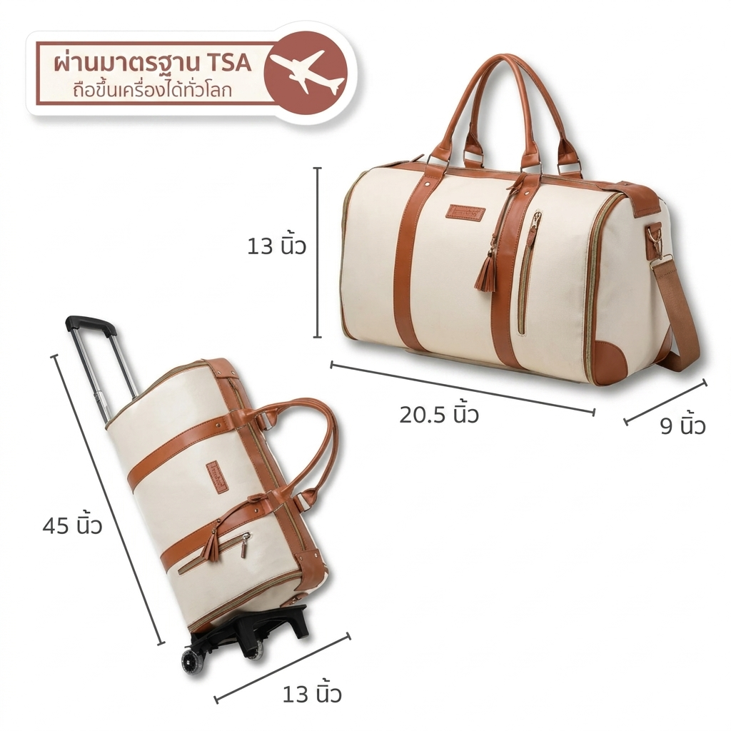 Cozycloud Travel Bag กระเป๋าเดินทางพับได้ ใบเดียวเที่ยวได้ 10 วัน เสื้อผ้าไม่ยับ